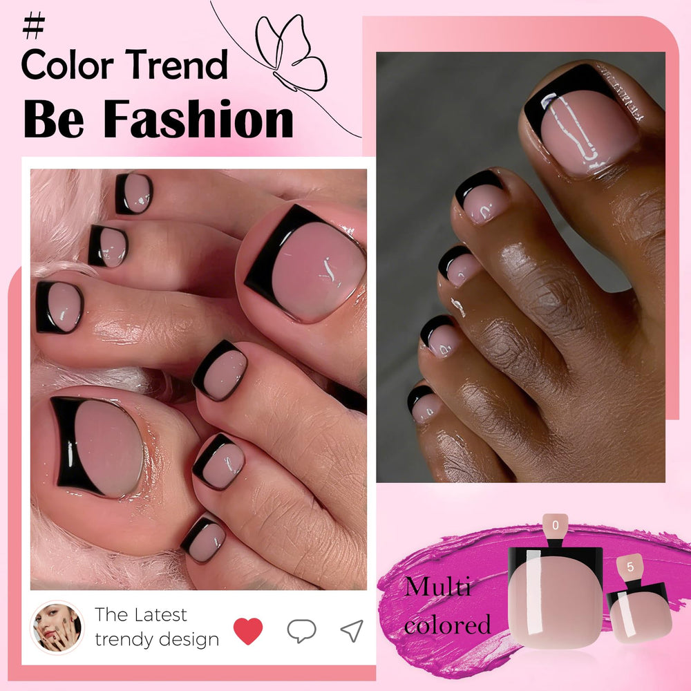 LoveOurHome finished toes in sandals showing polished black French tip pedicure look