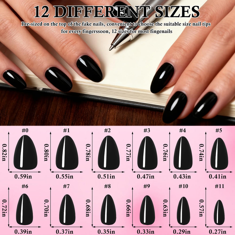 LoveOurHome layout of 12 press-on nail sizes displayed to find perfect fit quickly