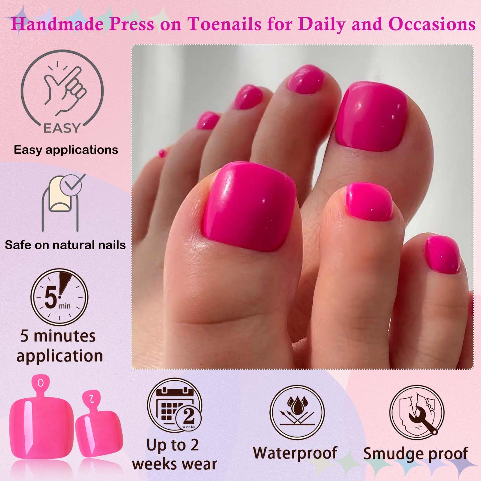 LoveOurHome press-on toenails worn on toes at the beach for a durable stylish look