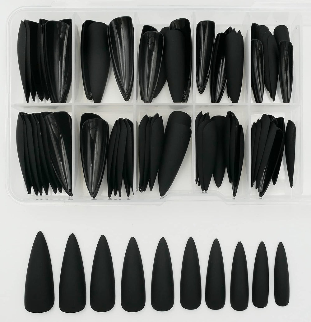 LoveOurHome nails next to a natural fingertip illustrating length and scale