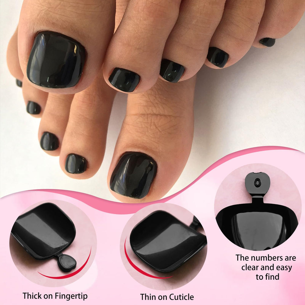 Array of LoveOurHome numbered toe tips in twelve sizes for easy size matching and comfortable fit