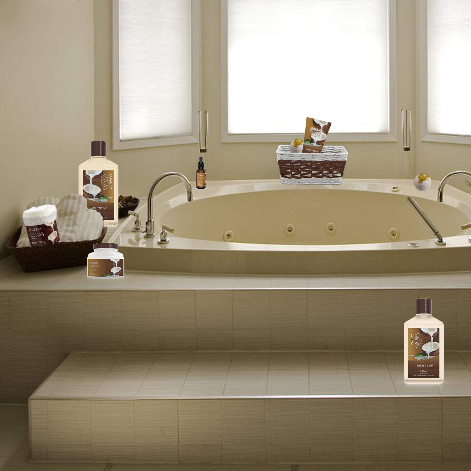 LOVERY bath salts spooned into bowl showing soothing soak and relaxation benefit
