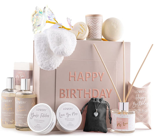 LOVERY front packaging showing birthday spa box ready to gift
