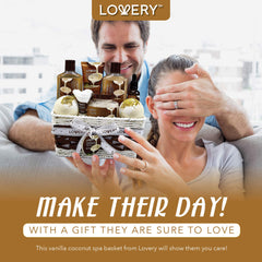 LOVERY lotion and plush towel staged to show moisturized skin and cozy finish benefit