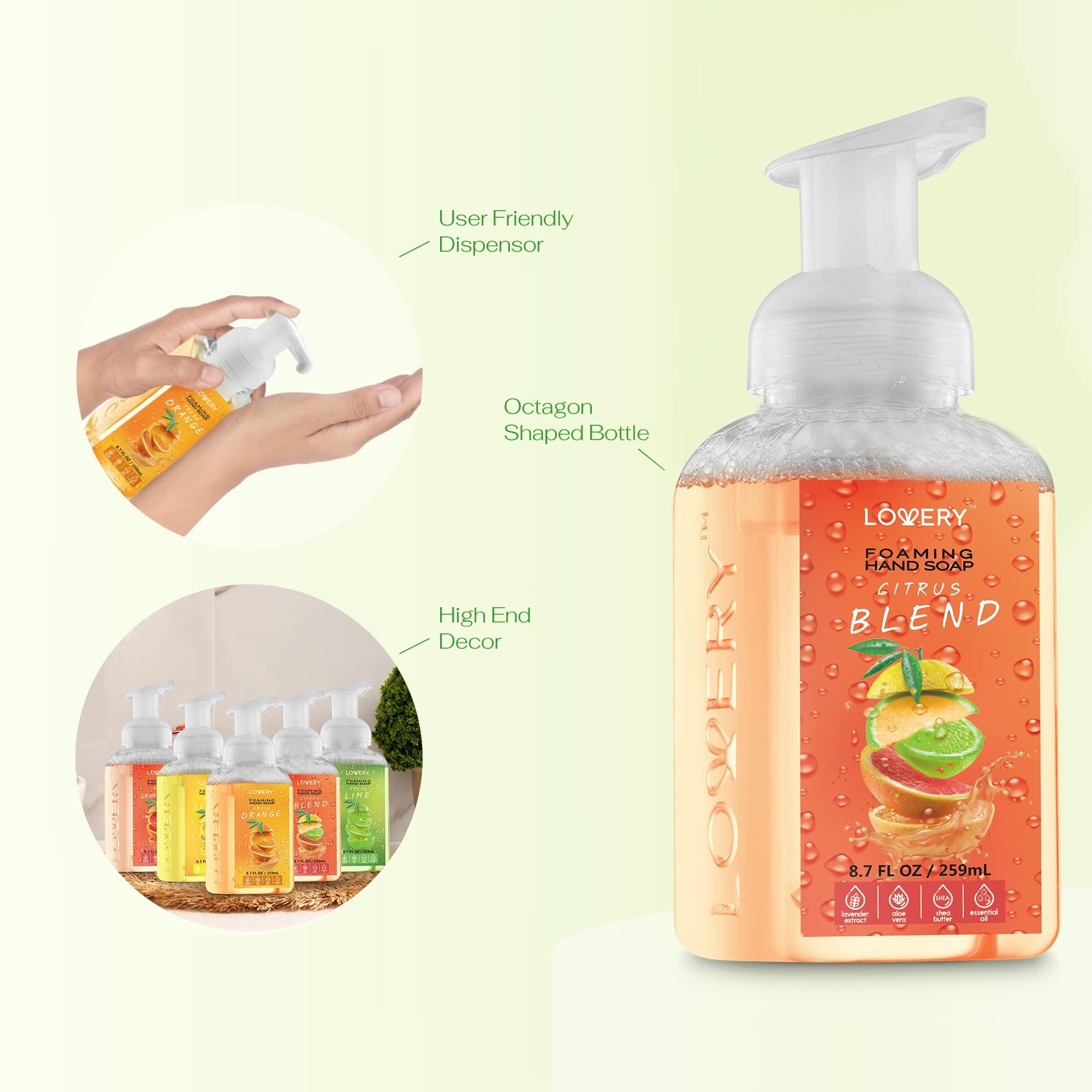 Lovery pump dispenser closeup highlighting easy one-press foam delivery and convenience