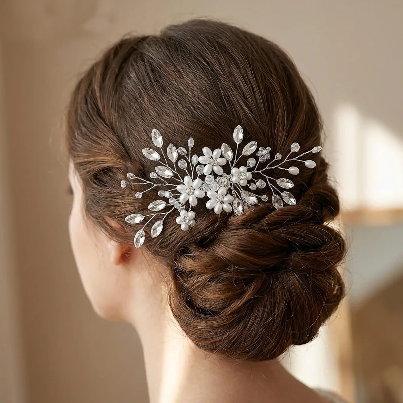 LOVFOIVER closeup of pearls and crystals highlights intricate detail