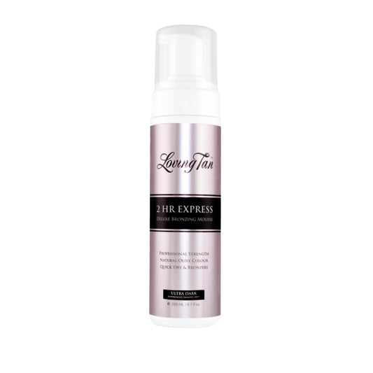 Loving Tan bottle front showing product and easy application benefits
