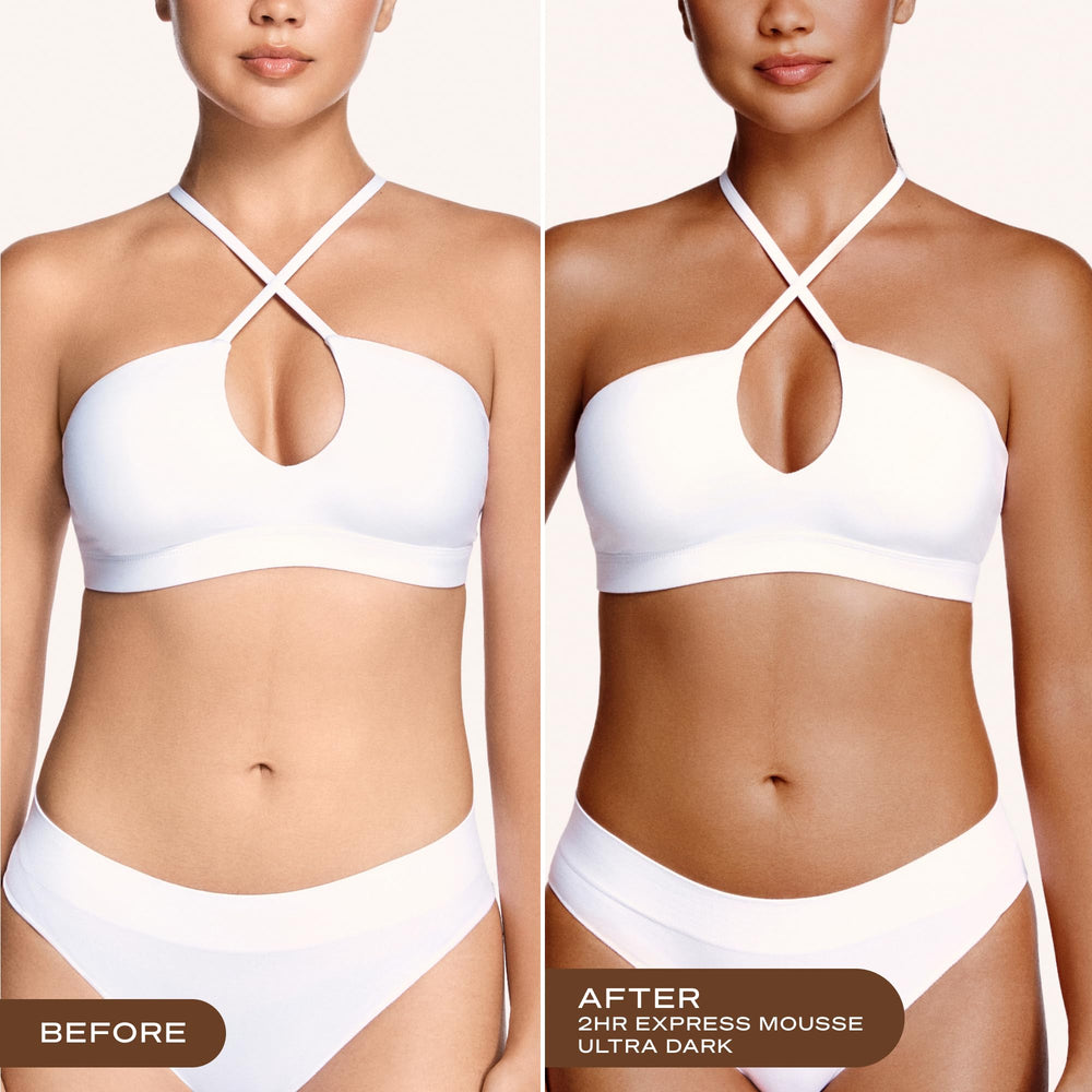 Loving Tan pump dispensing mousse texture for easy, fast application