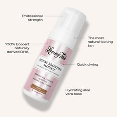 Loving Tan 4 fl oz bottle shown in hand to display compact size and value