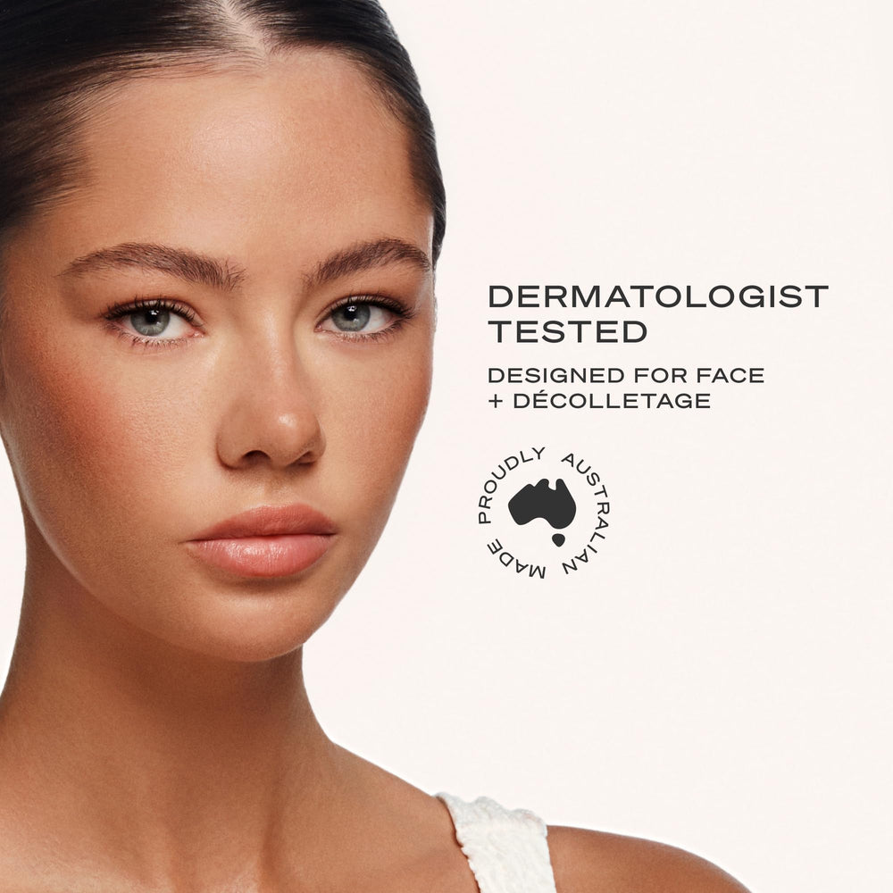 Loving Tan before and after facial comparison showing natural sunless glow