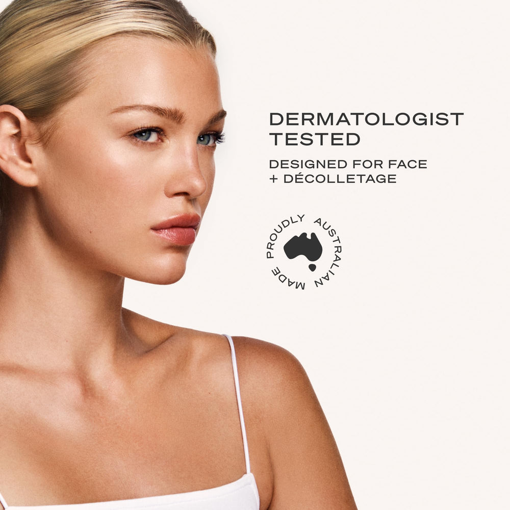 Before and after split-face with Loving Tan showing natural bronzed result
