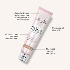 Hand holding Loving Tan bottle to show compact travel-friendly size benefit