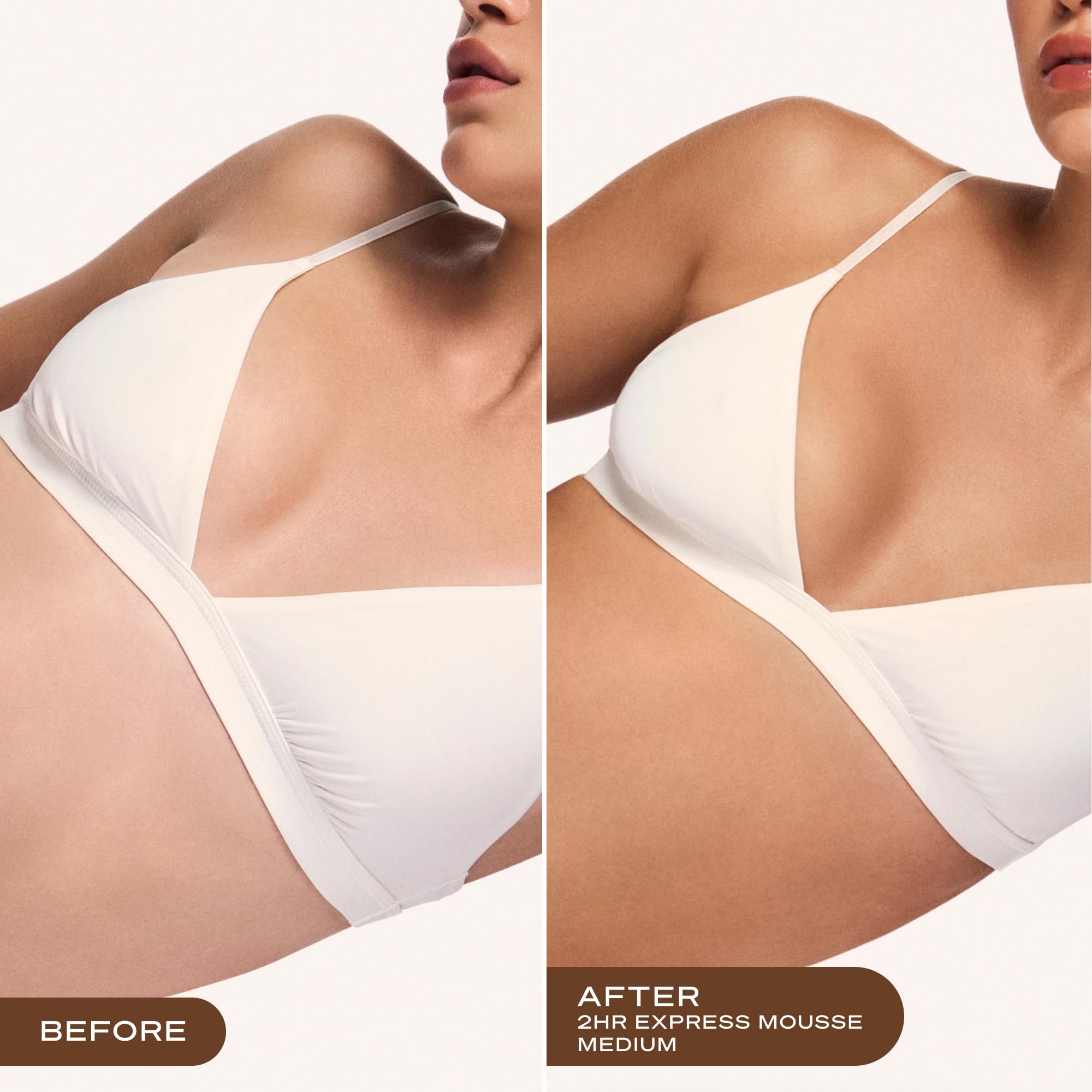 Loving Tan medium applied with mitt demonstrating streak-free blending benefit