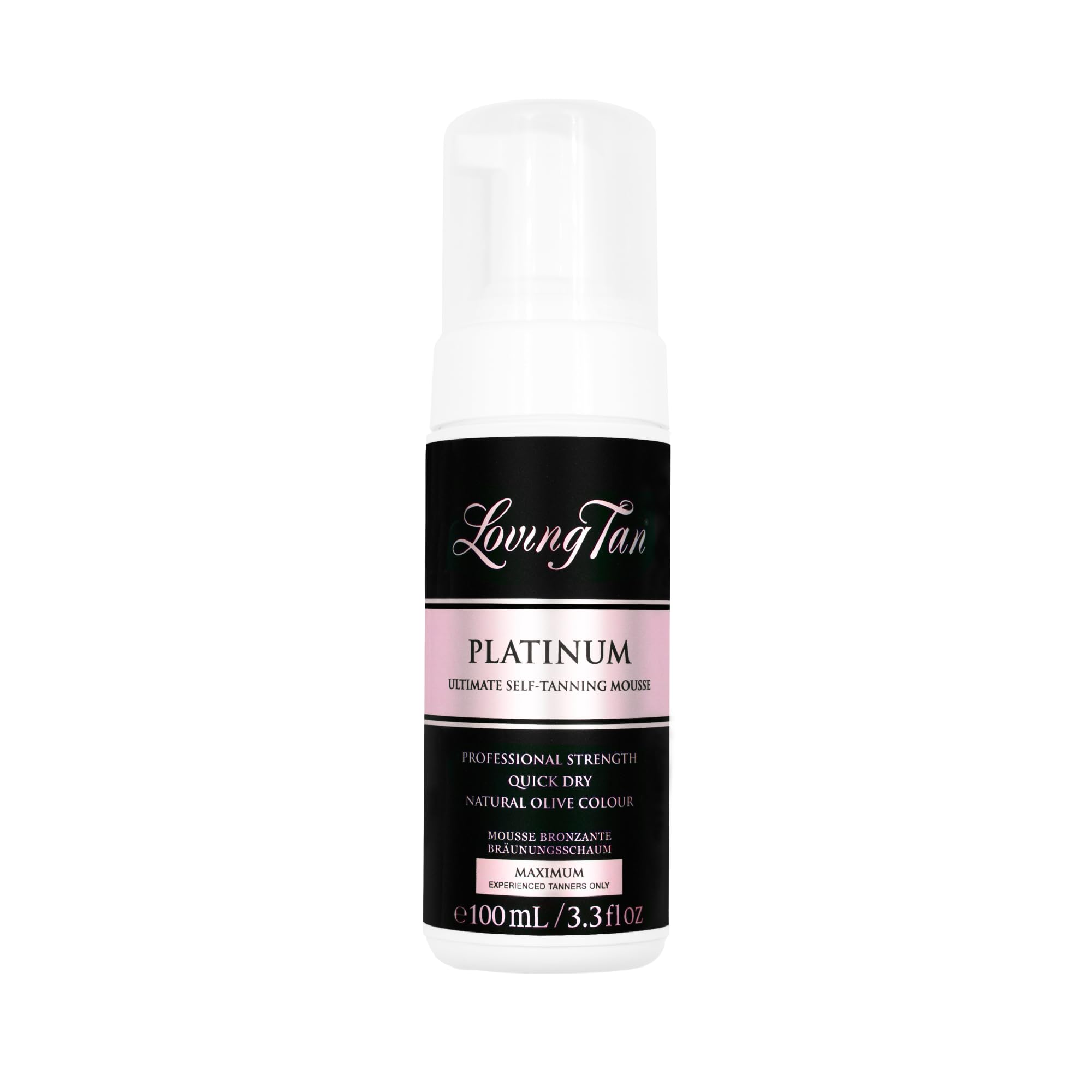 Loving Tan bottle front packaging showing product and deep shade benefit