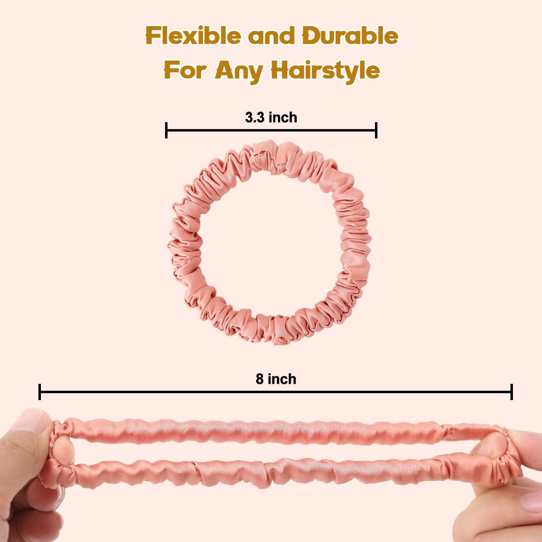 LOVUITEN scrunchie securing a ponytail showing secure hold without creasing hair