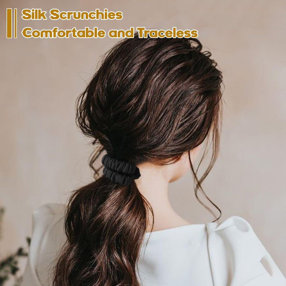 LOVUITEN scrunchies in hand to show size and easy everyday use