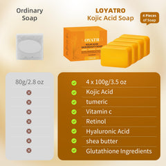 LOYATRO soap beside hand to show actual size and scale