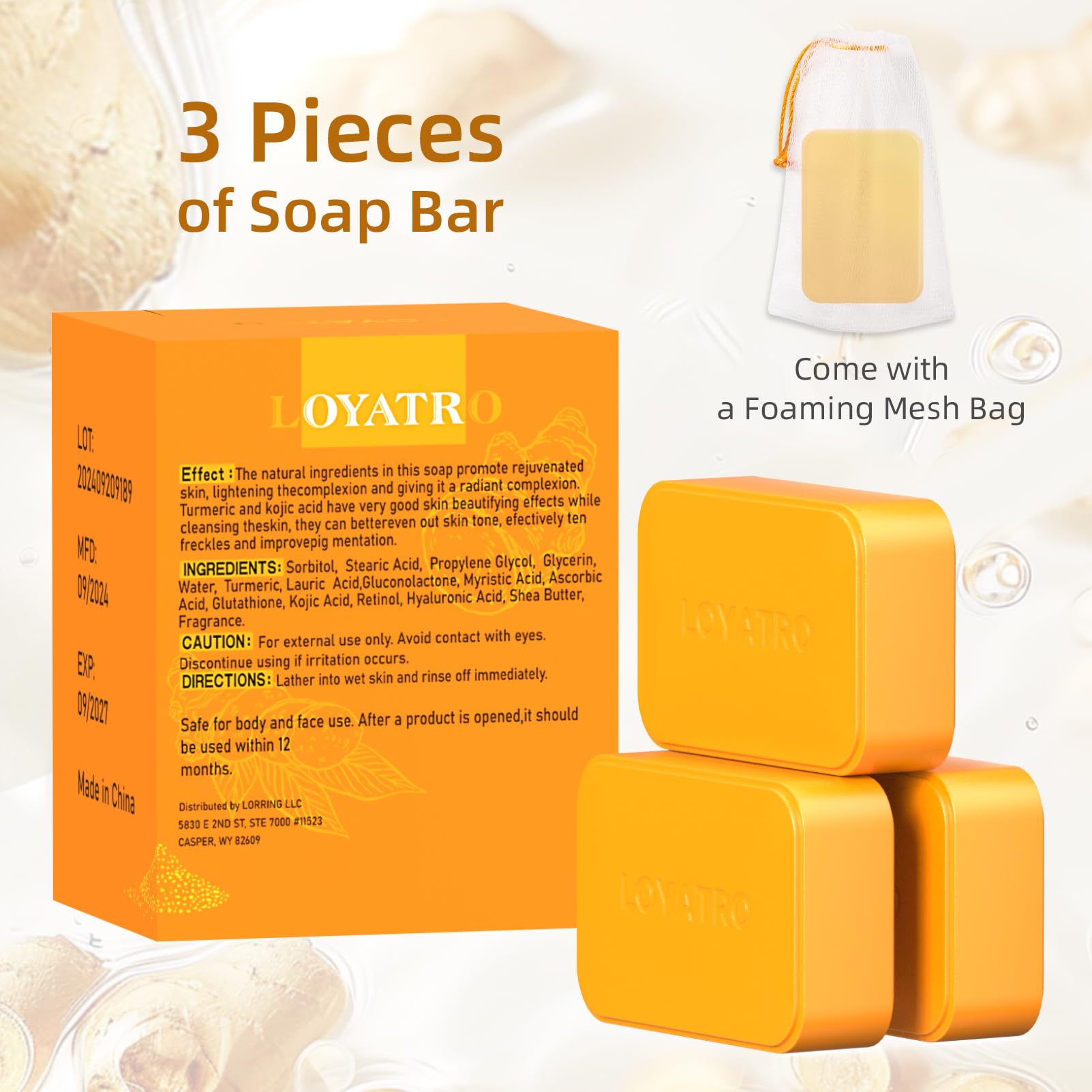 LOYATRO soap applied to face showing gentle cleansing and brightening