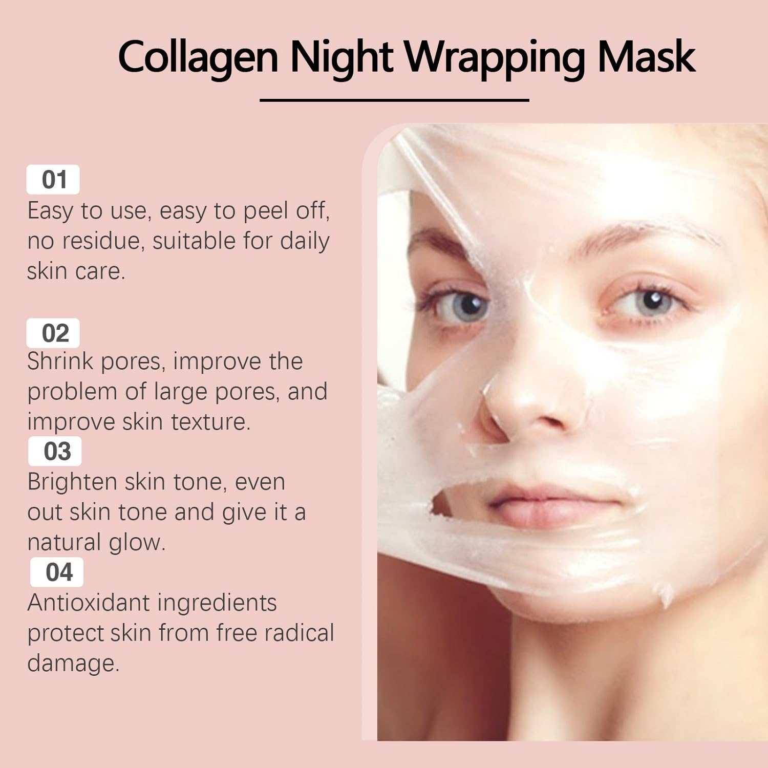 LOYOTICE peeling off mask in morning, revealing firmer-looking skin benefit
