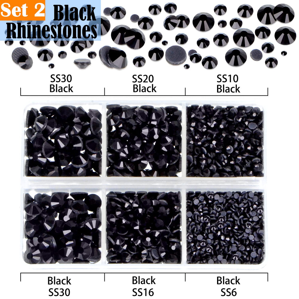 LPBeads tweezers and picking pens placed beside rhinestones for precise placement