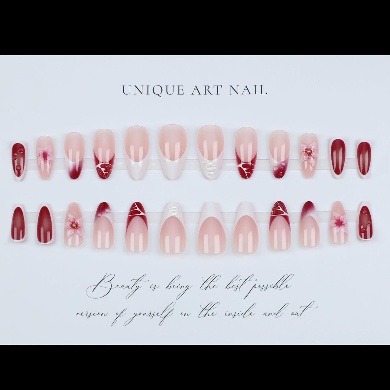 LPOODDNU press-on nail being applied demonstrating quick application