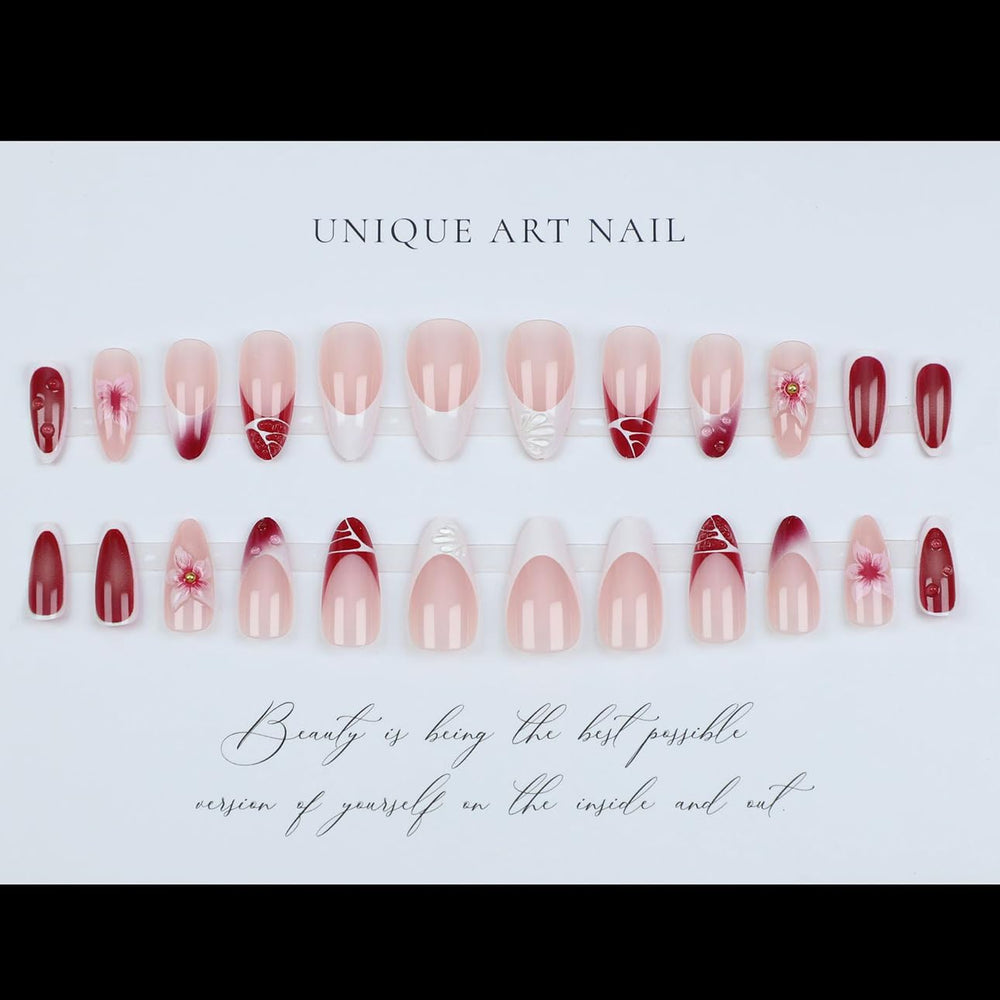 LPOODDNU press-on nail being applied demonstrating quick application