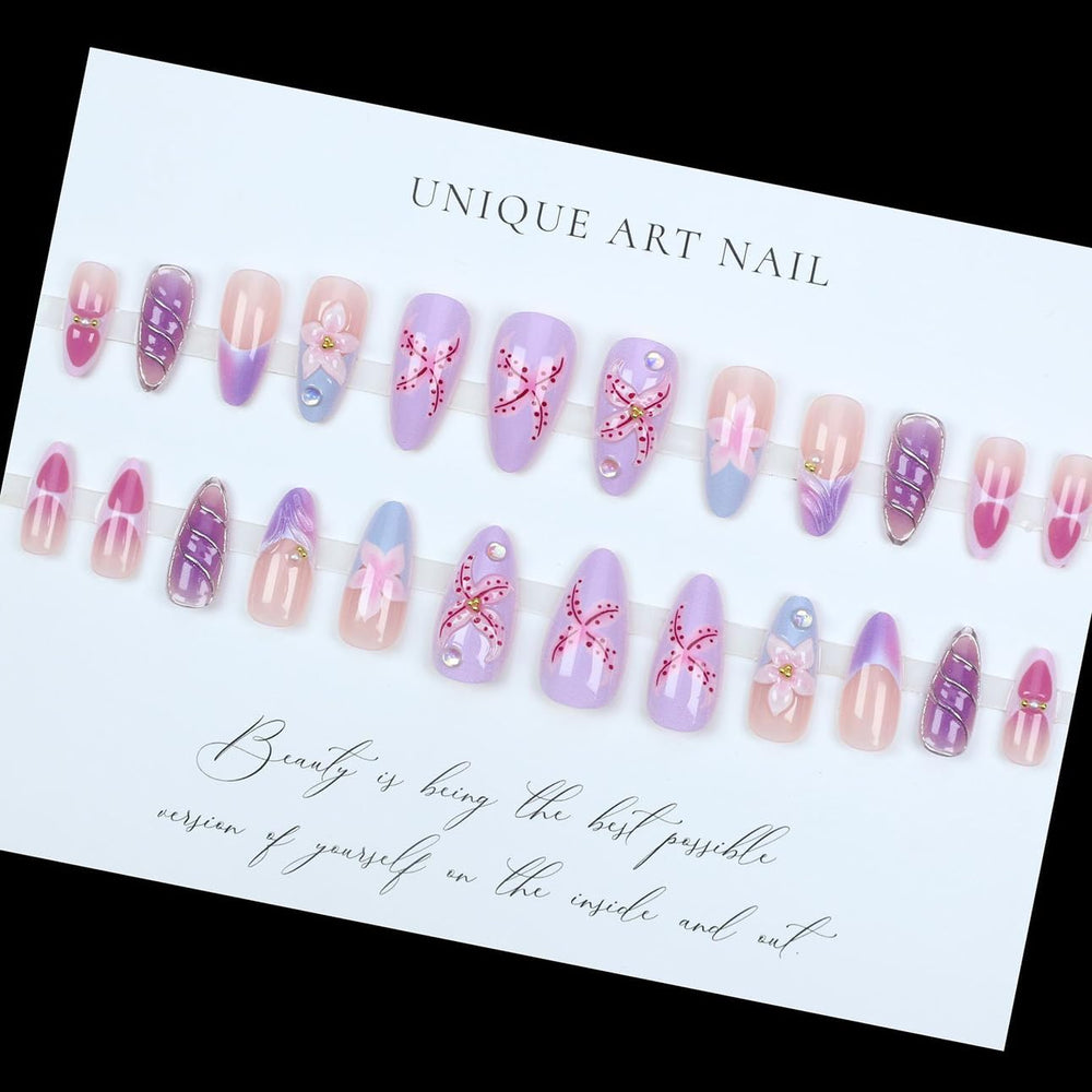 LPOODDNU pressing nail with glue tab for quick at-home salon-style application