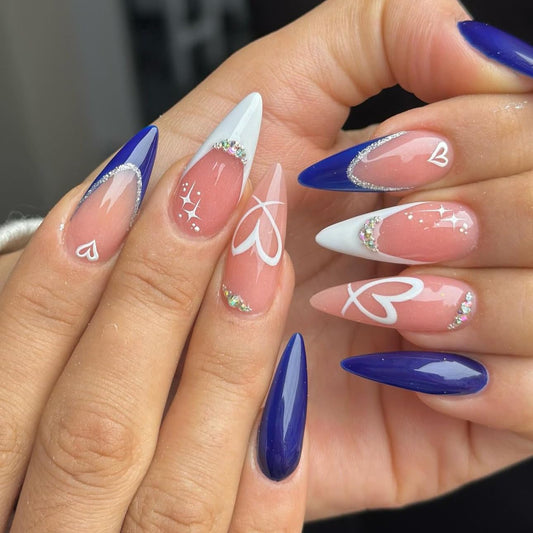 LPOODDNU close-up of heart and diamond nail detail for a delicate accent benefit