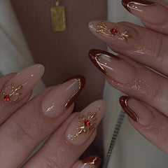 LPOODDNU front packaging showing 24-piece almond red French set for salon look