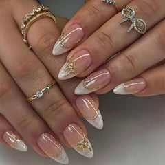 LRKNNO front packaging showing 24-piece white French almond set for easy at-home manicure