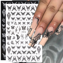 LRKNNO manicured hands wearing decals showcasing finished gothic nail look
