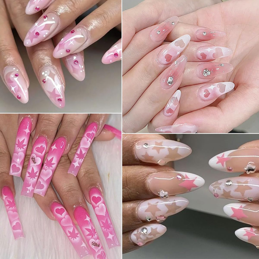 LRKNNO stencil applied on fingernail demonstrating easy DIY precision benefit