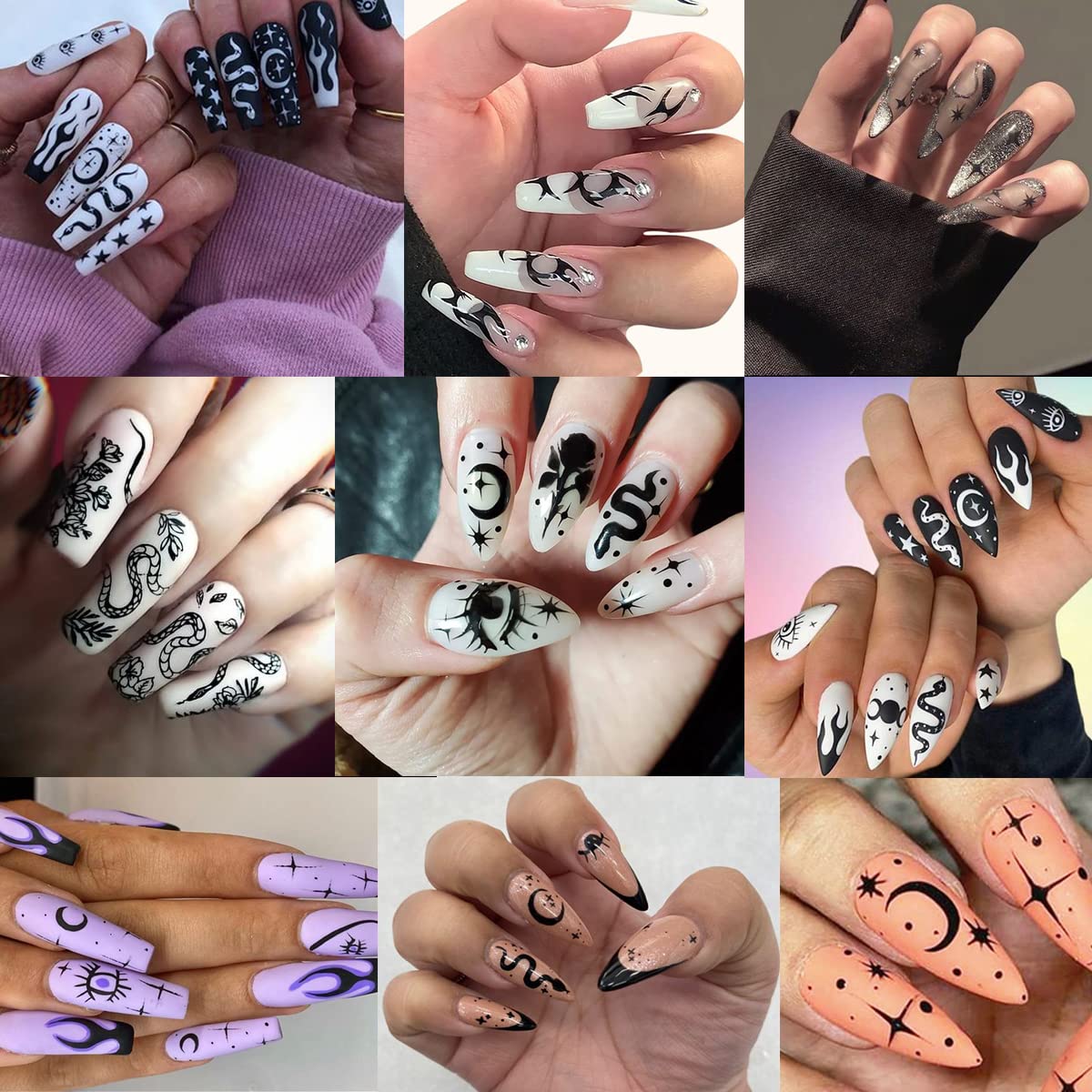 LRKNNO stickers applied on acrylic nails demonstrating salon-quality finish