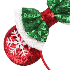 LSHDXD close-up snowflake bow detail on headband highlighting craftsmanship and festive appeal