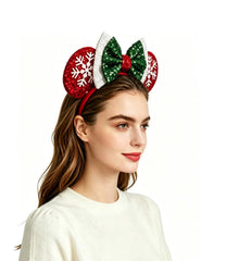 LSHDXD front view glitter mouse ears headband showing festive style and photo-ready sparkle