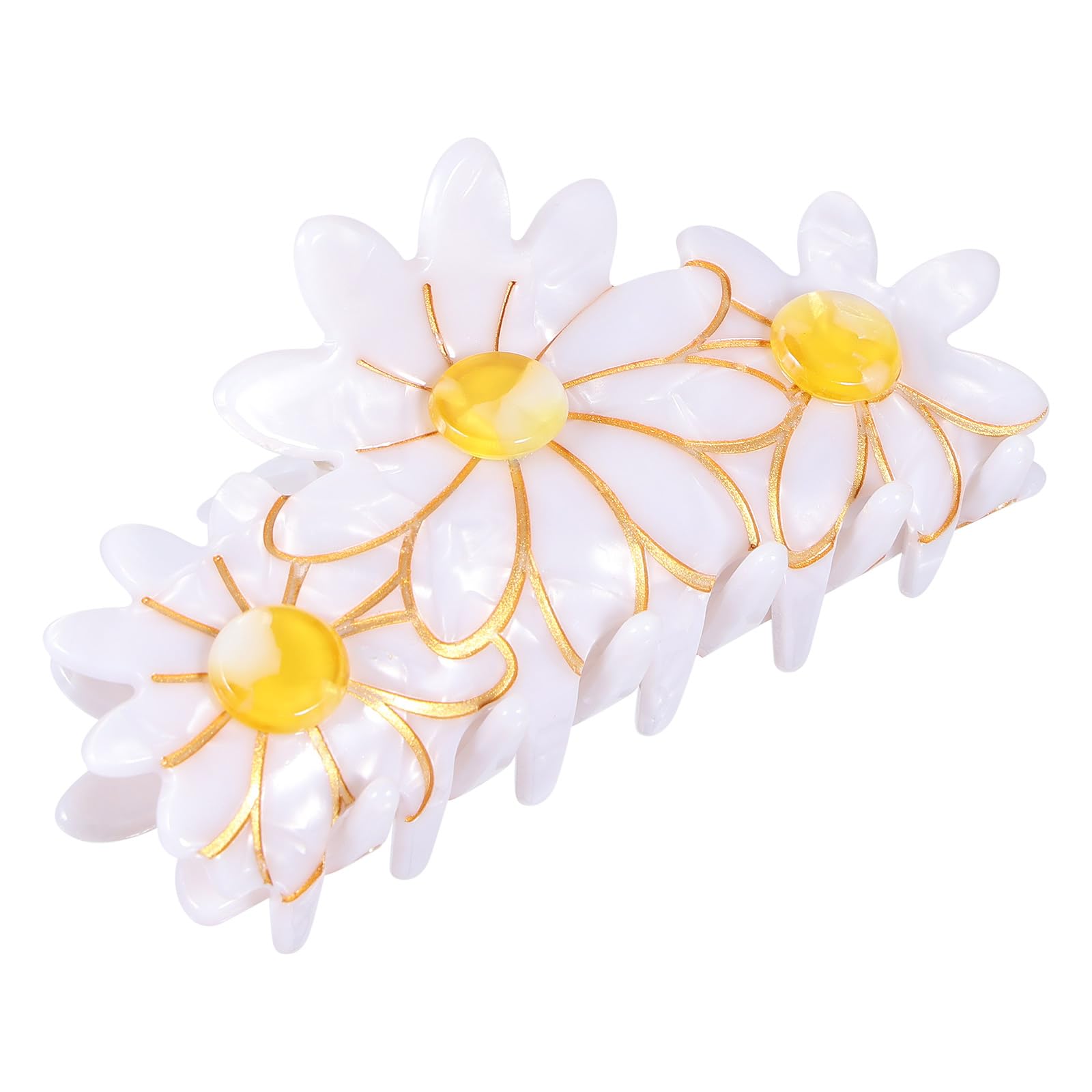 LSVOZ flower hair claw clip front view showing floral design and polished acetate finish, elegant hold
