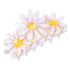 LSVOZ flower hair claw clip front view showing floral design and polished acetate finish, elegant hold