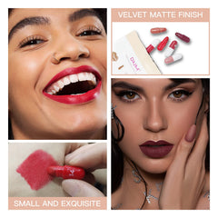 LSxia applied dark red shade on lips illustrating rich color payoff and long wear