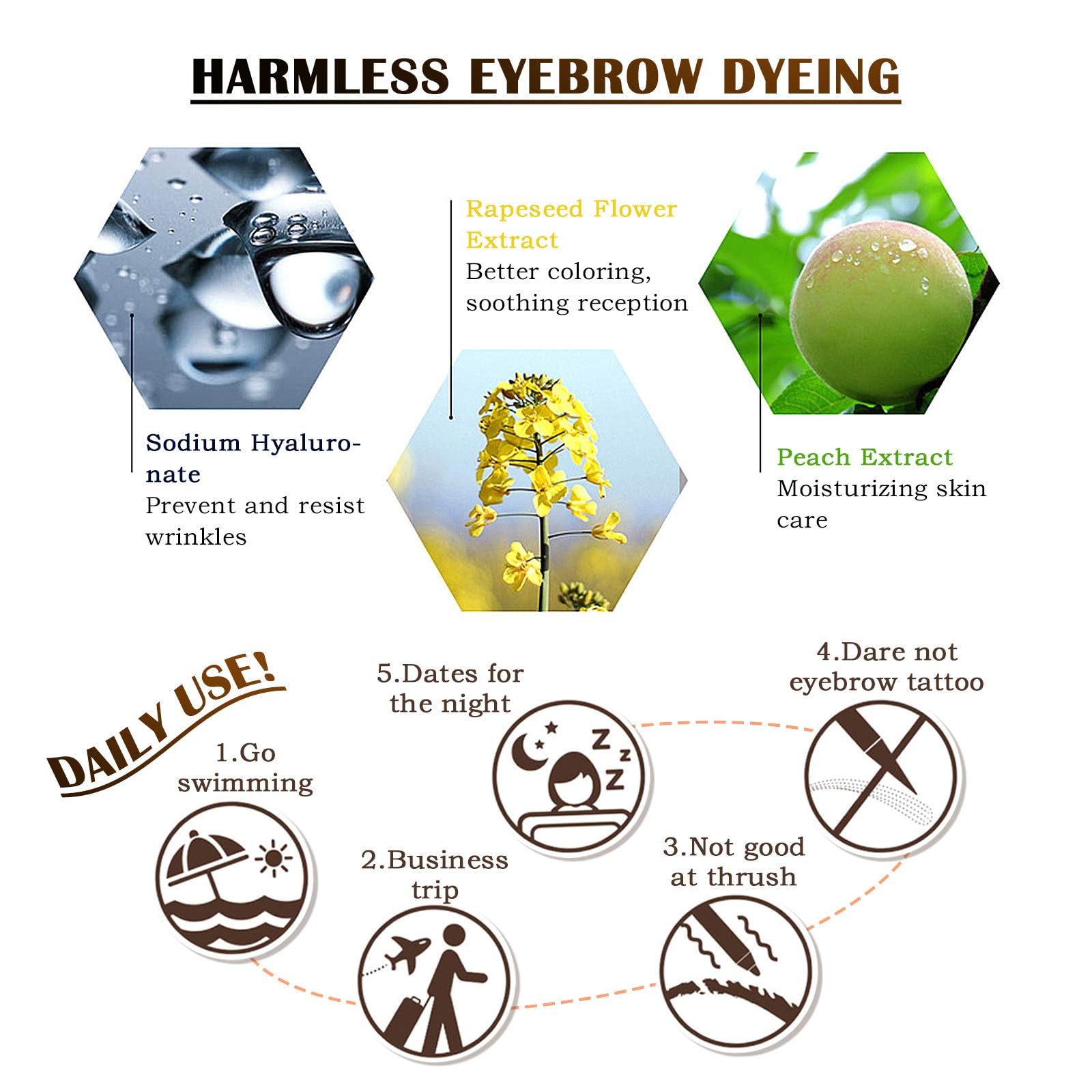 LSxia application steps applied to brows for simple peel-off brow tinting