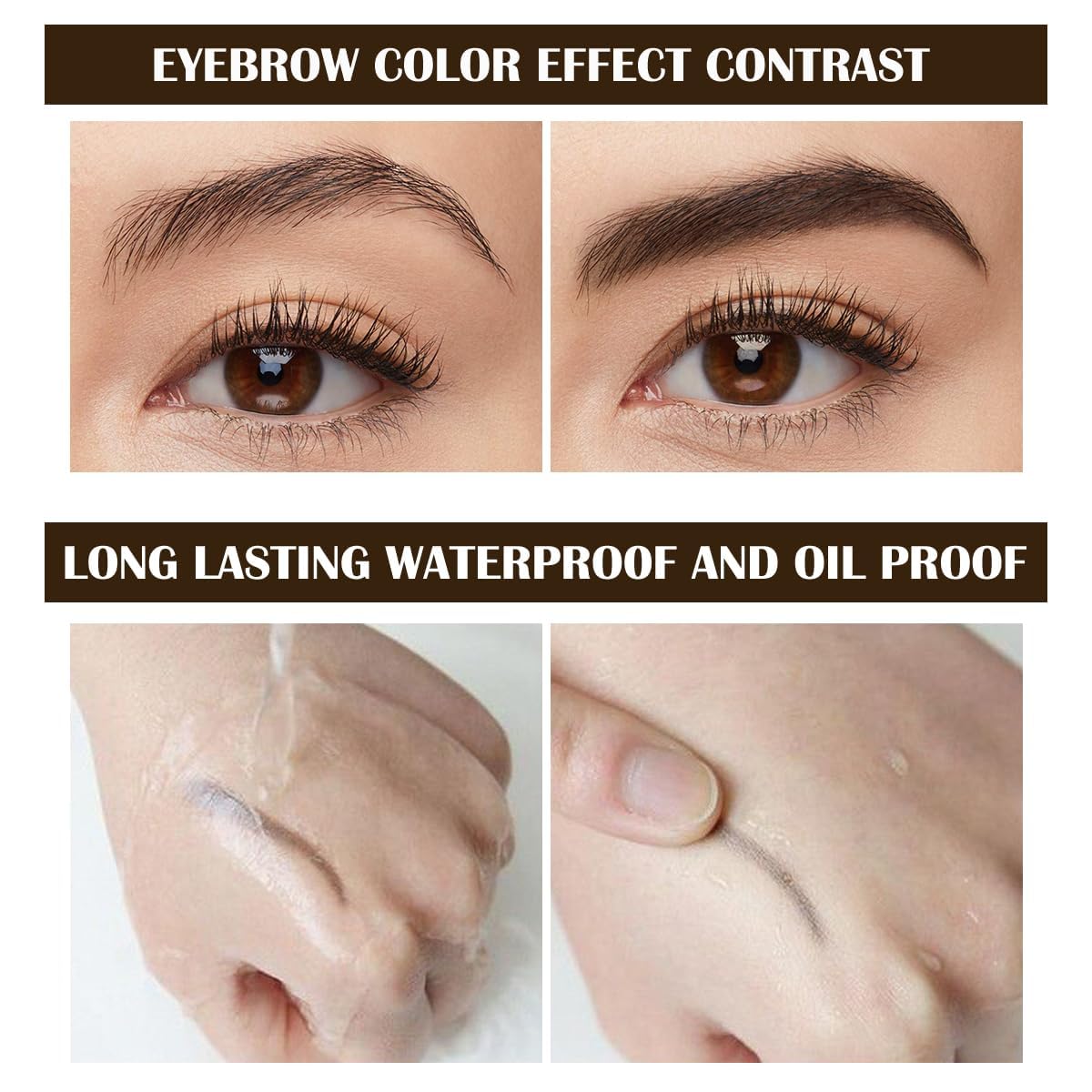 LSxia before and after model showing fuller brows and enhanced definition