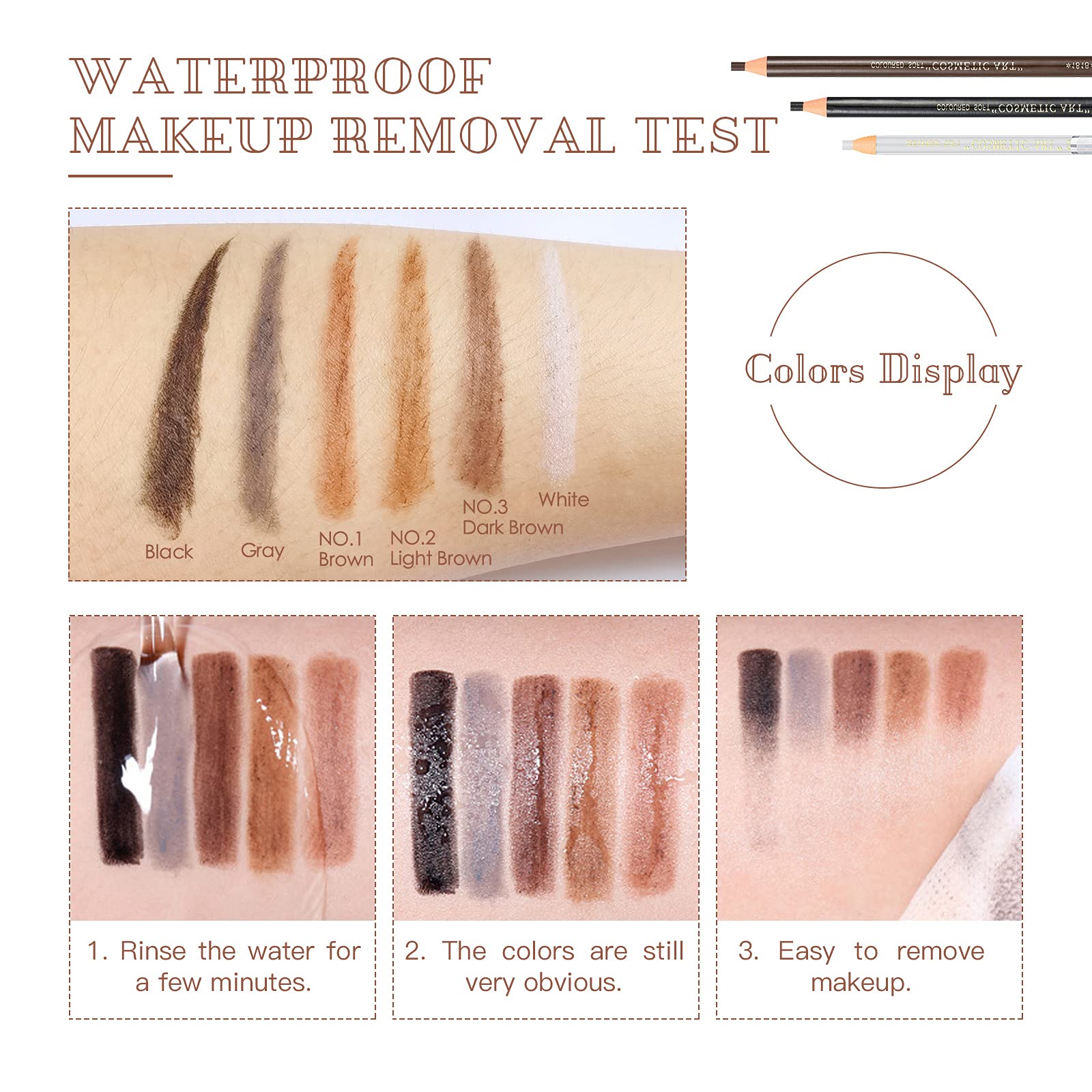 LSxia color swatches on skin showing range of brow shades for matching