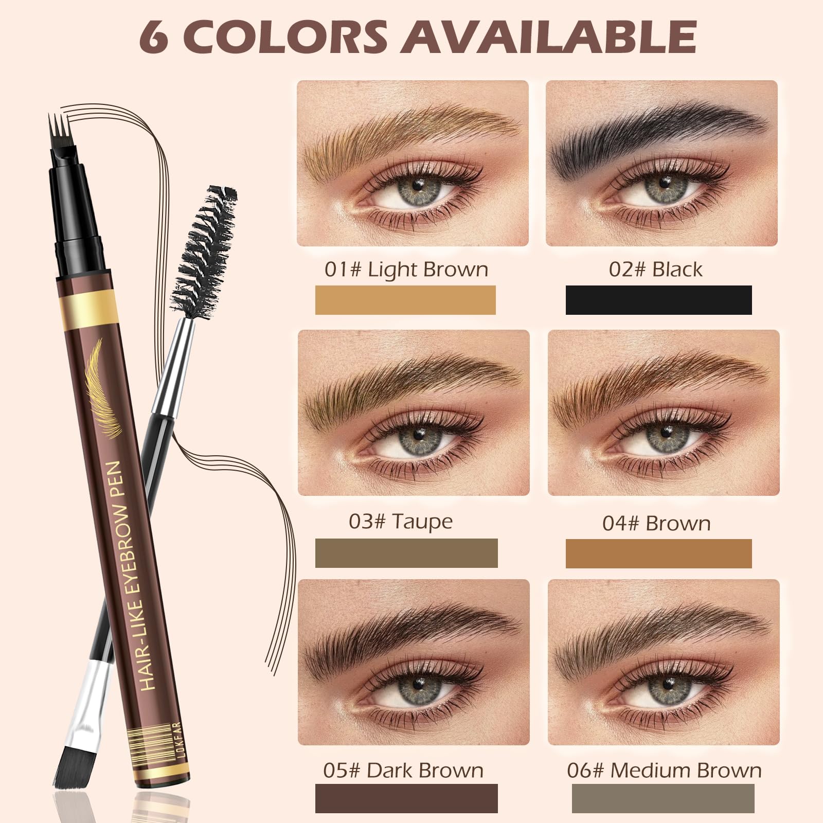 LSxia dual-ended eyebrow brushes displayed, enables blending and shaping