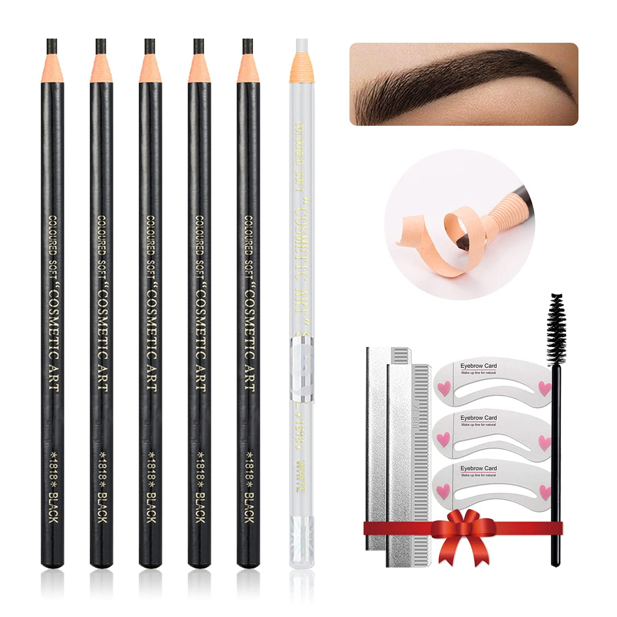 LSxia front packaging showing complete eyebrow pencil kit and accessories benefit portability