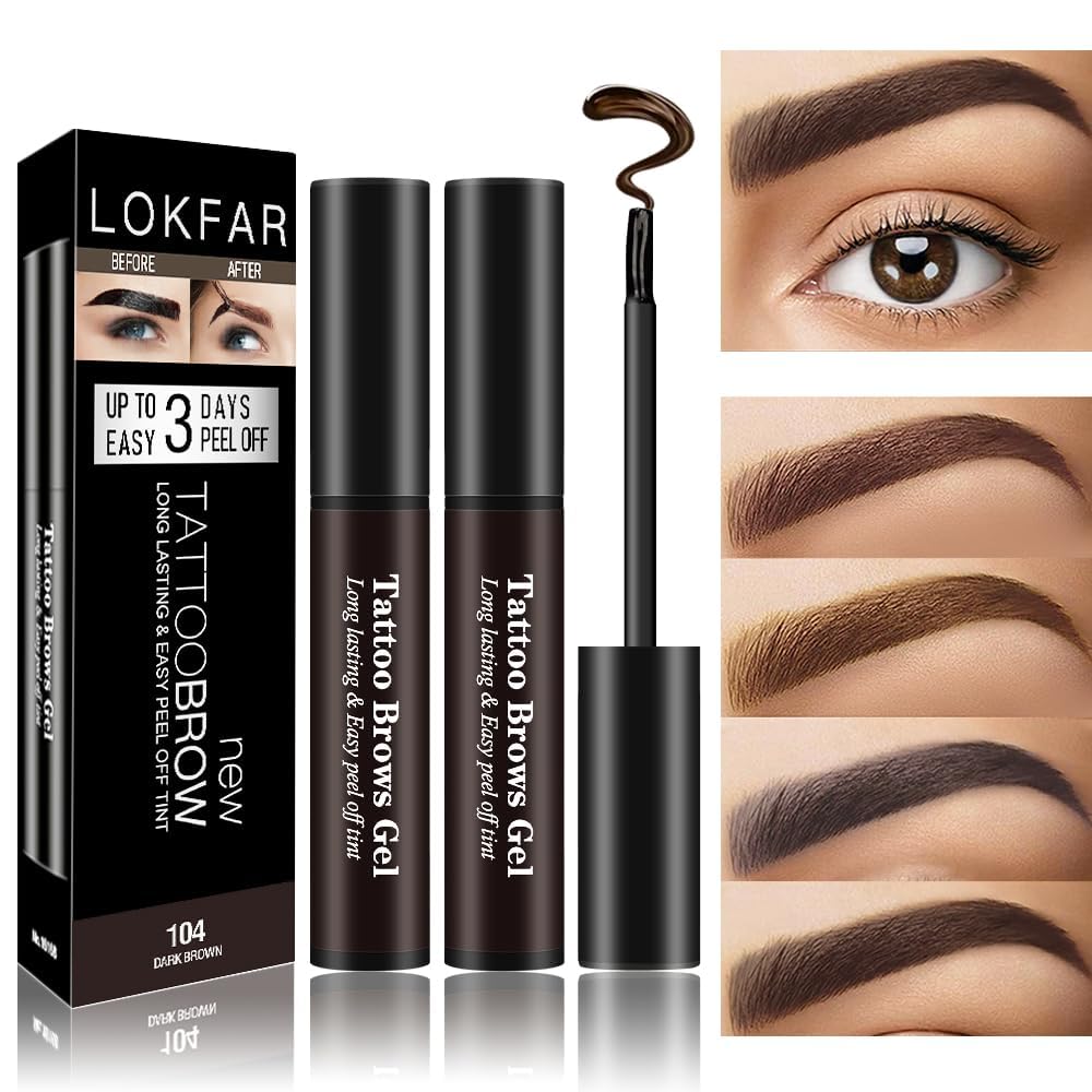 LSxia front packaging showing two dark brown eyebrow gel tubes and benefits