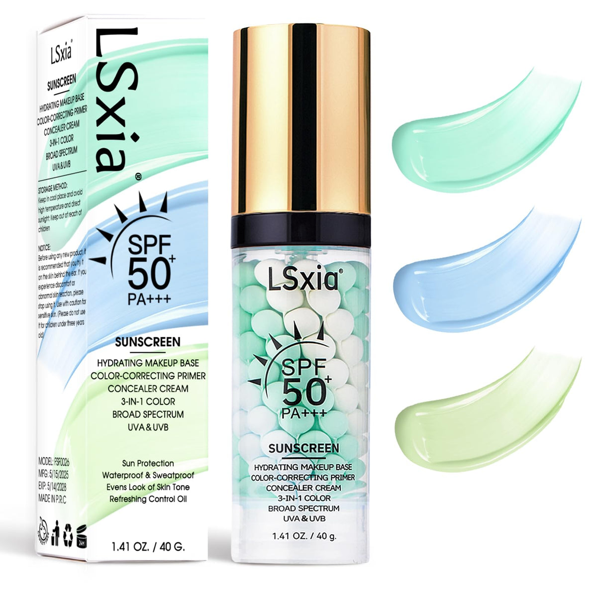 LSxia front tube packaging showing product and shade #02 benefit priming