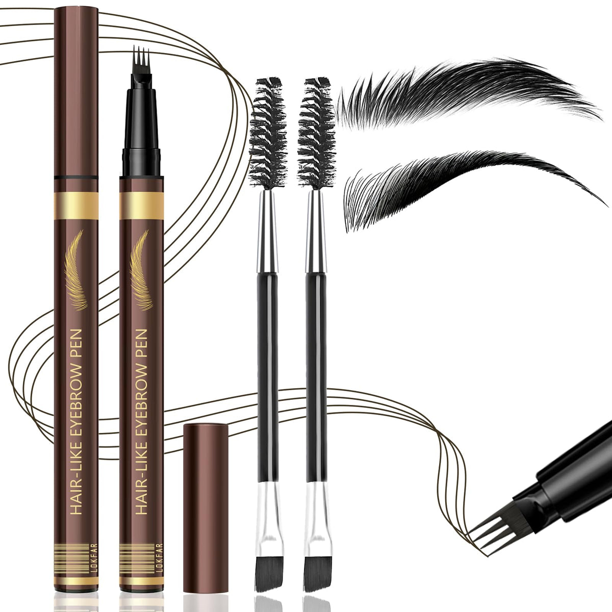 LSxia front packaging view showing twin microblading pens and brushes for convenience