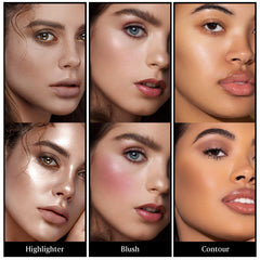 LSxia product applied on model cheeks, sculpted natural-looking definition benefit