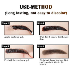 LSxia peel-off demonstration revealing tinted brows and clean removal benefit