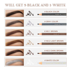 LSxia white eyeliner with three stencils laid out to assist precise brow shaping