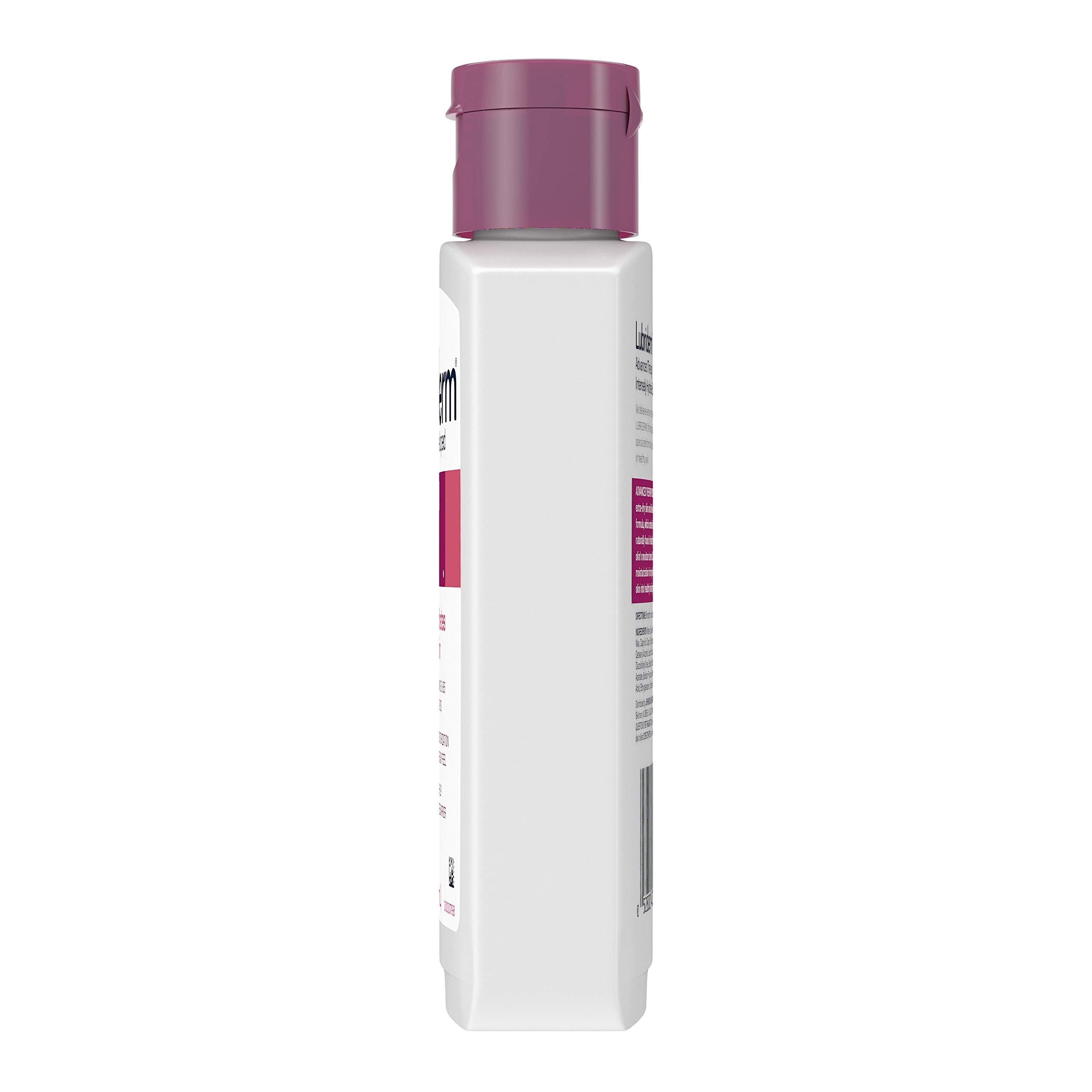 Lubriderm bottle on bathroom counter in morning routine illustrating daily-care benefit